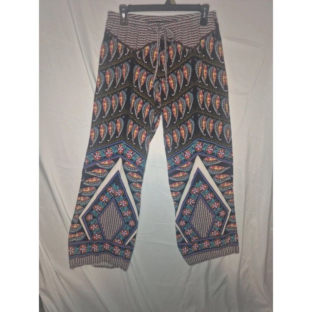Bebop Boho Paisley Print Drawstring Wide-Leg Palazzo Pants Size Large